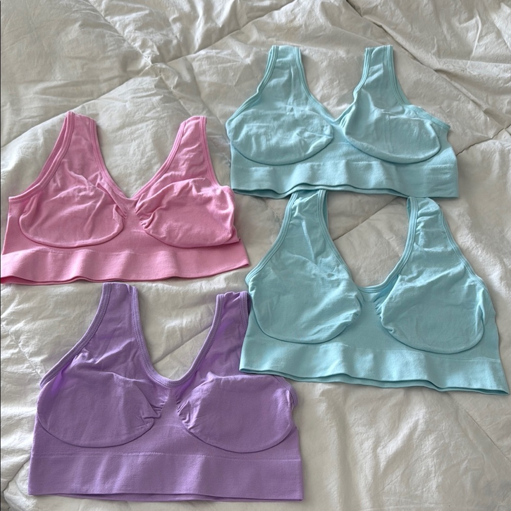 Seamless Comfort Sports Bra Set - Pink, Blue (2), Purple